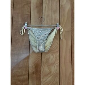 Inca Silver Sequined Side Tie Bikini Bottom Womens Large Swimwear Made in Canada
